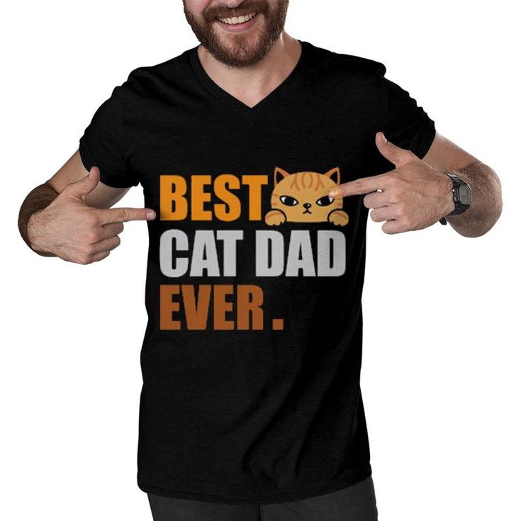 Cat Dad  Fathers Day Kitty Daddy Papa Christmas  Men V-Neck Tshirt