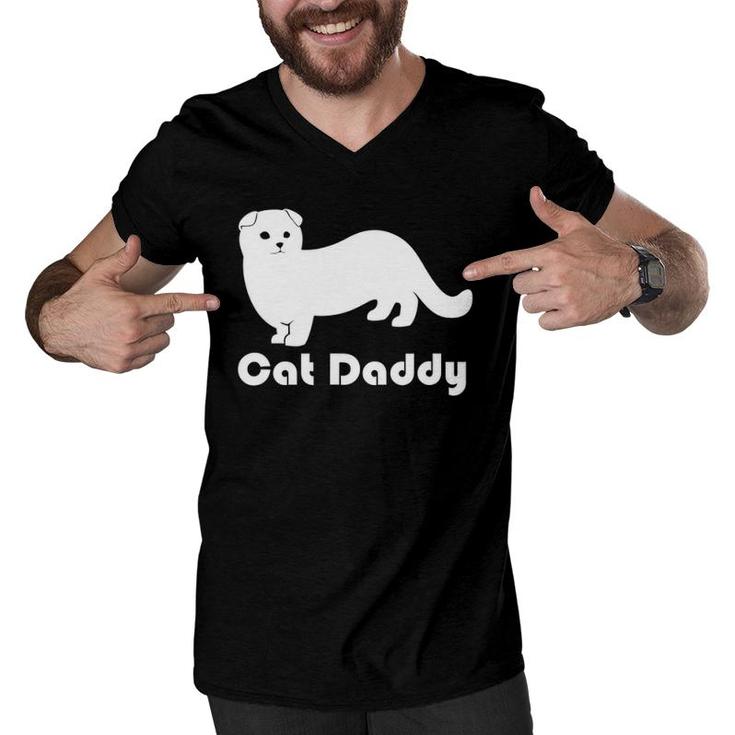 Cat Daddy Munchkin Scottish Fold Men V-Neck Tshirt