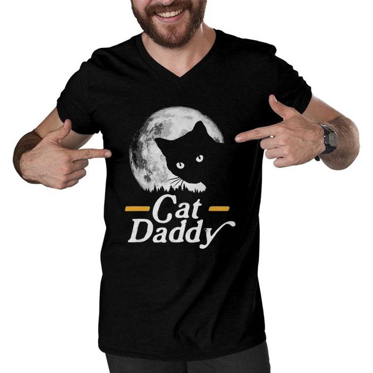 Cat Daddy Vintage Eighties Style Cat Retro Full Moon Men V-Neck Tshirt