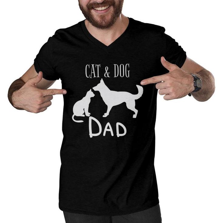 Cat Dog Dad Owner Cute Father Daddy Pet Papa Gift Men V-Neck Tshirt