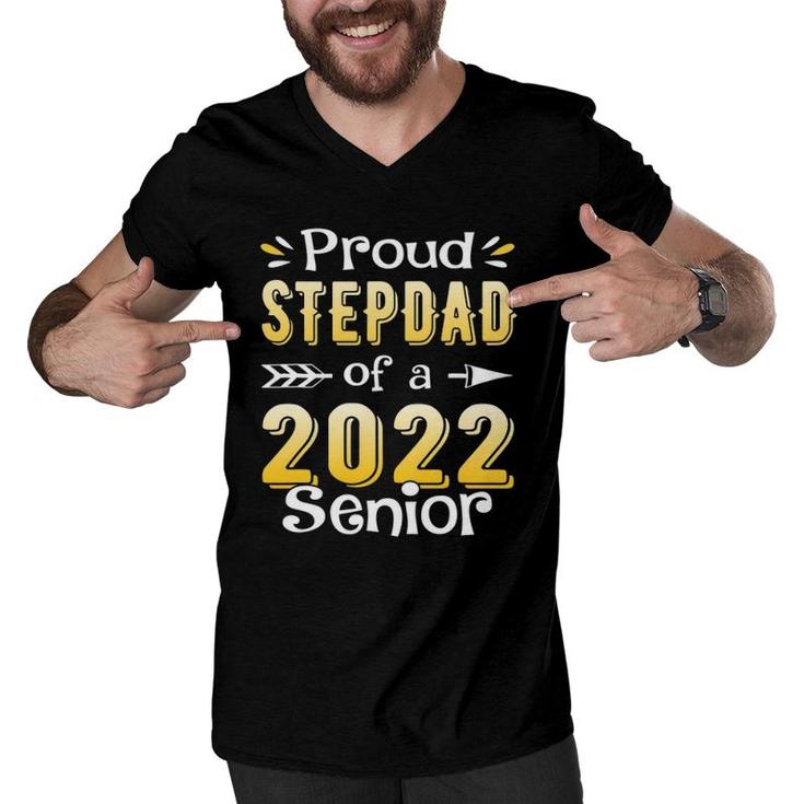 Class Of 2022 Proud Step Dad Of A 2022 Senior Men V-Neck Tshirt