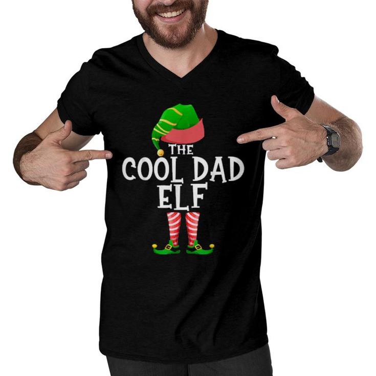 Cool Dad Elf Matching Family Group Christmas Party Pajama  Men V-Neck Tshirt