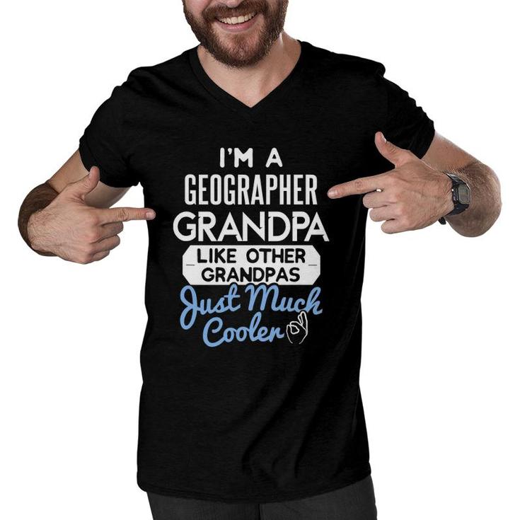 Cool Father's Day Design Geographer Grandpa Men V-Neck Tshirt