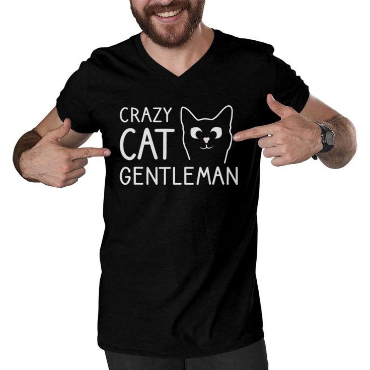Crazy Cat Gentleman Funny Cat Dad Cat Guy Men V-Neck Tshirt
