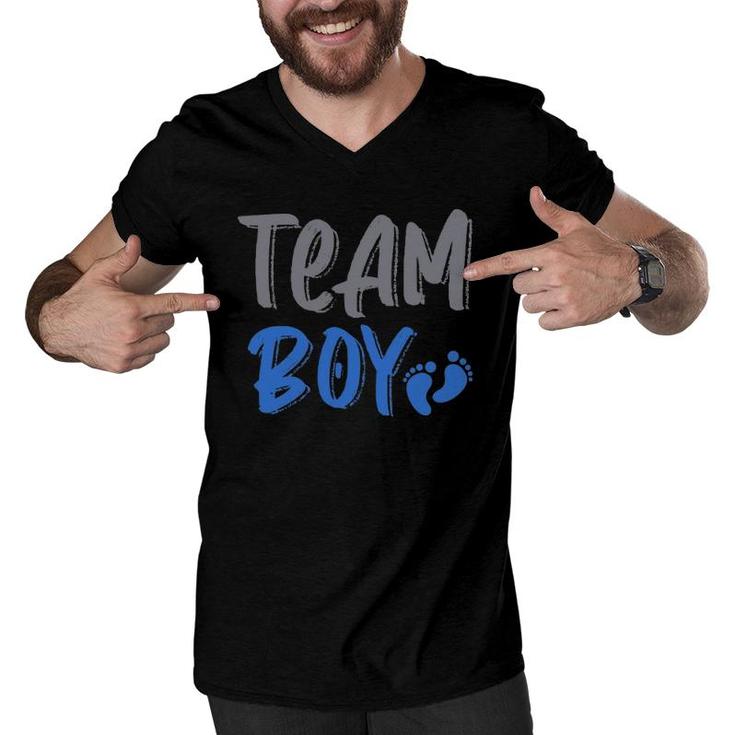 Cute Blue Team Boy Gender Reveal Party Idea For Daddy Men V-Neck Tshirt