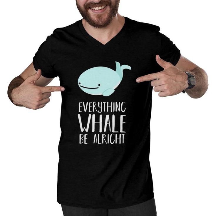 Cute Funny Pun Everything Whale Be Alright - Dad Joke Men V-Neck Tshirt
