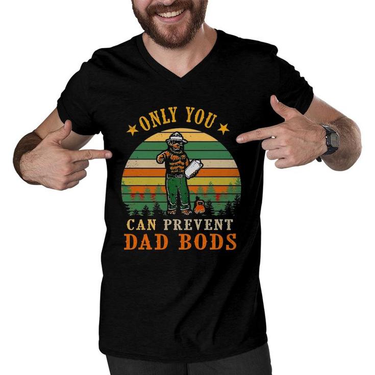 Dad Bear Only You Can Prevent Dad Bods Fathers Day Men V-Neck Tshirt