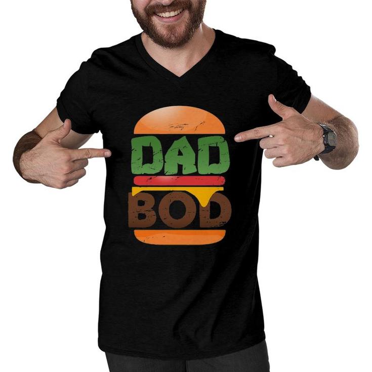 Dad Bod Cheeseburger Dad Body Hunk Father's Day Men V-Neck Tshirt