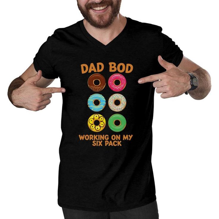 Dad Bod Working On My Six Pack Donut Funny Father's Day Men V-Neck Tshirt