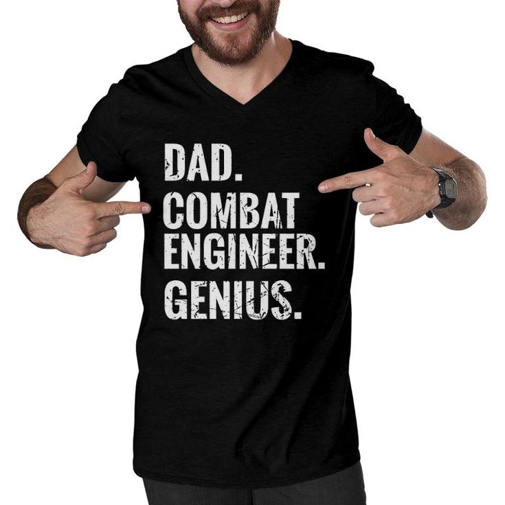 Dad Combat Engineer Genius Funny Combat Engineering  Men V-Neck Tshirt