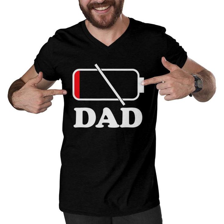 Dad Empty Low Battery Sarcastic Men V-Neck Tshirt