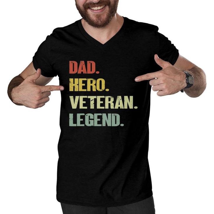 Dad Hero Veteran Legend Vintage Retro Men V-Neck Tshirt