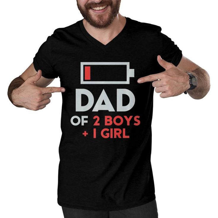 Dad Of 2 Boys 1 Girl  Father's Day Gift Daughter Son Tee Men V-Neck Tshirt