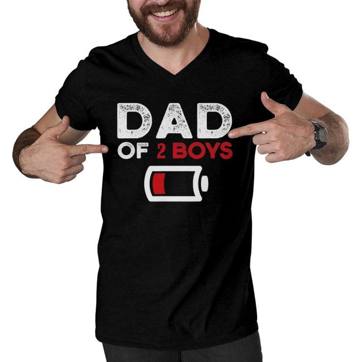 Dad Of 2 Boys Father's Day Gifts Men V-Neck Tshirt