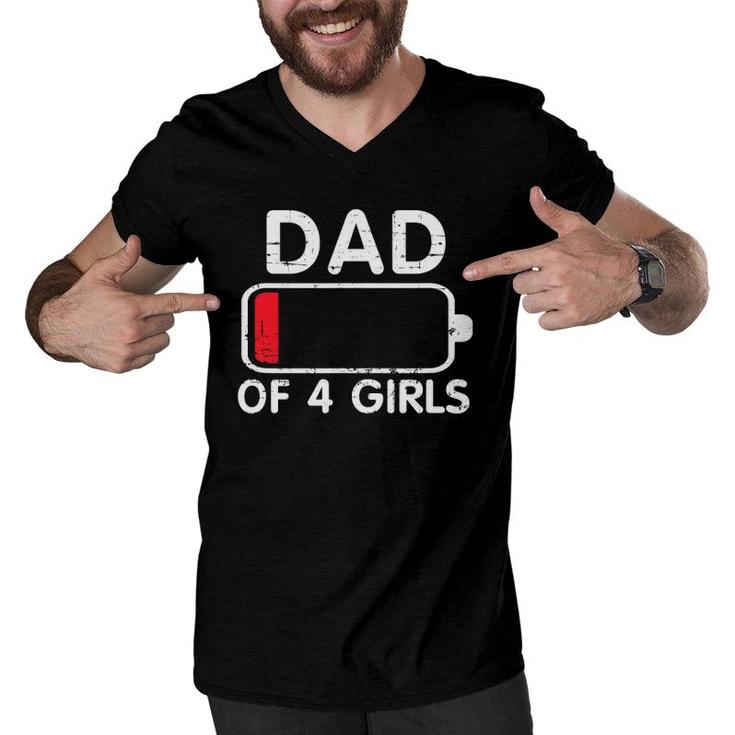 Dad Of 4 Girls Low Battery Men V-Neck Tshirt