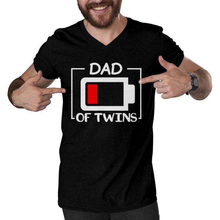 Dad Of Twins Low Battery Men V-Neck Tshirt