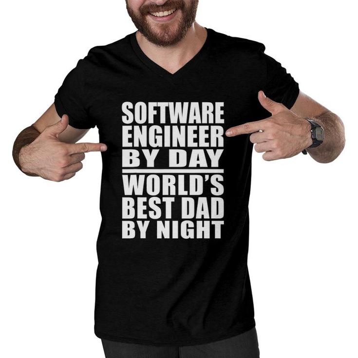 Dad Tee Software Engineer Best Dad Father's Day Gift Men V-Neck Tshirt