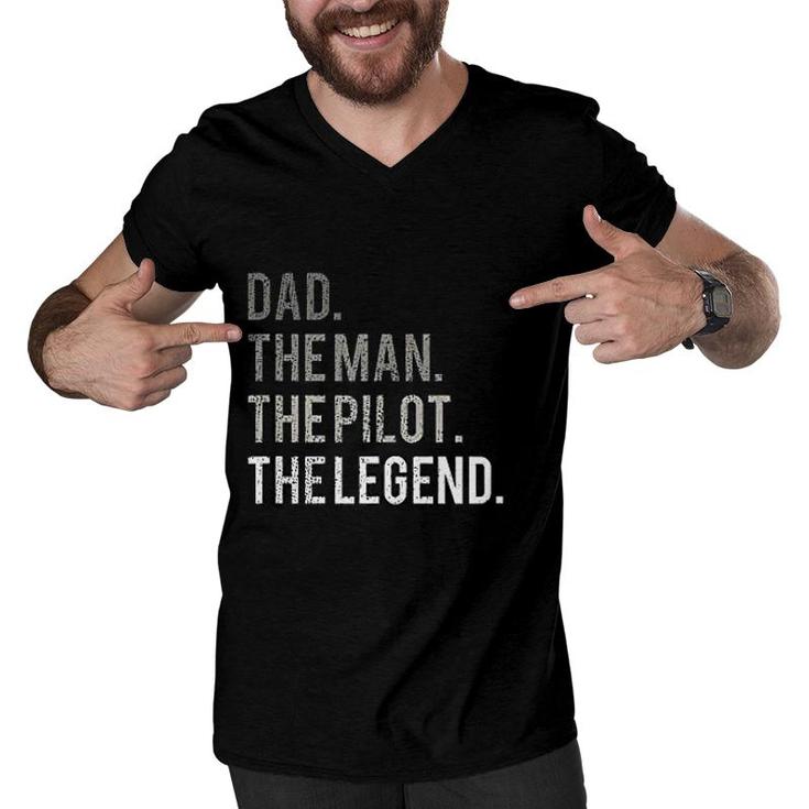 Dad The Man The Pilot The Legend Men V-Neck Tshirt