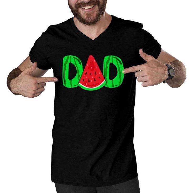 Dad Watermelon Father's Day Gift Men V-Neck Tshirt