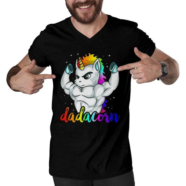 Dadacorn Unicorn Daddy Muscle Unique Family Gift Men V-Neck Tshirt