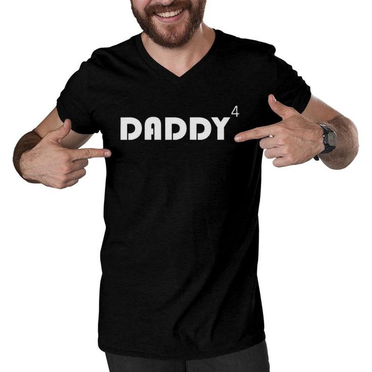 Daddy 4 Kids  4Th Pregnancy Announcement Men V-Neck Tshirt