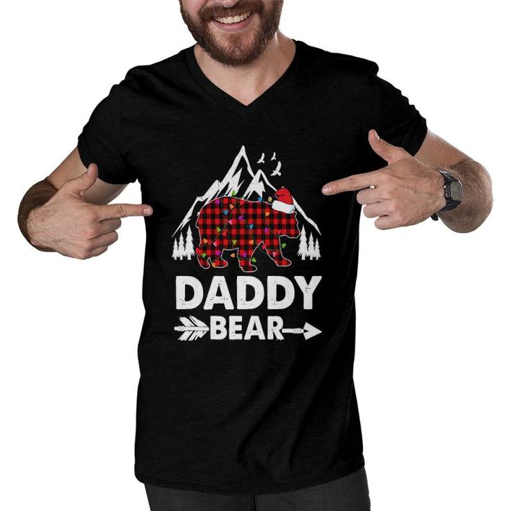 Daddy Bear  Red Buffalo Plaid Daddy Bear Pajama Men V-Neck Tshirt