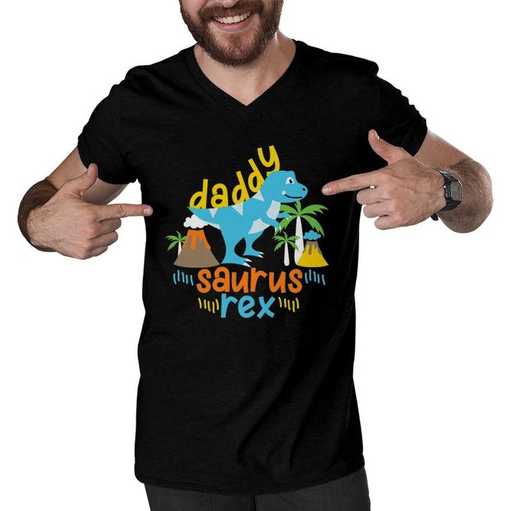 Daddy Dad Saurus Rex Dinosaur Dino For Father Men V-Neck Tshirt
