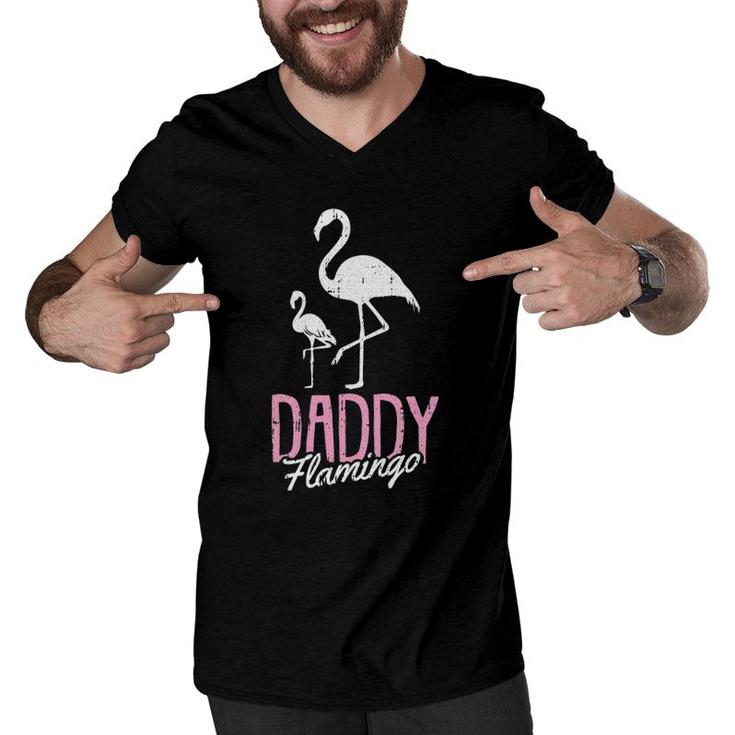 Daddy Flamingo Father's Day Cute Bird Summer Papa Dad-A Pops Men V-Neck Tshirt