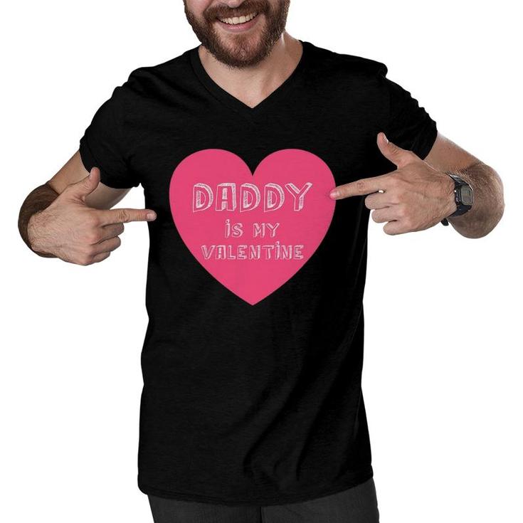 Daddy Is My Valentine  Valentine's Day Gifts For Kids Men V-Neck Tshirt
