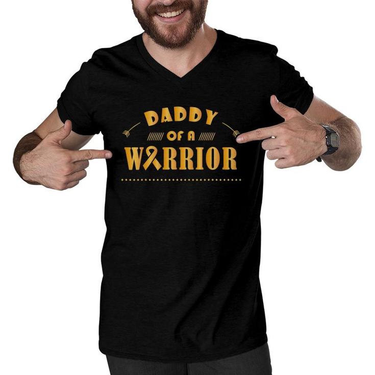 Daddy Of A Warrior, Childhood Cancer Awareness S Men V-Neck Tshirt
