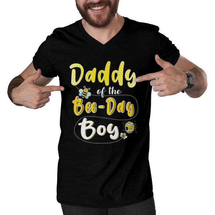 Daddy Of The Bee Day Boy Hive Party Matching Birthday Men V-Neck Tshirt