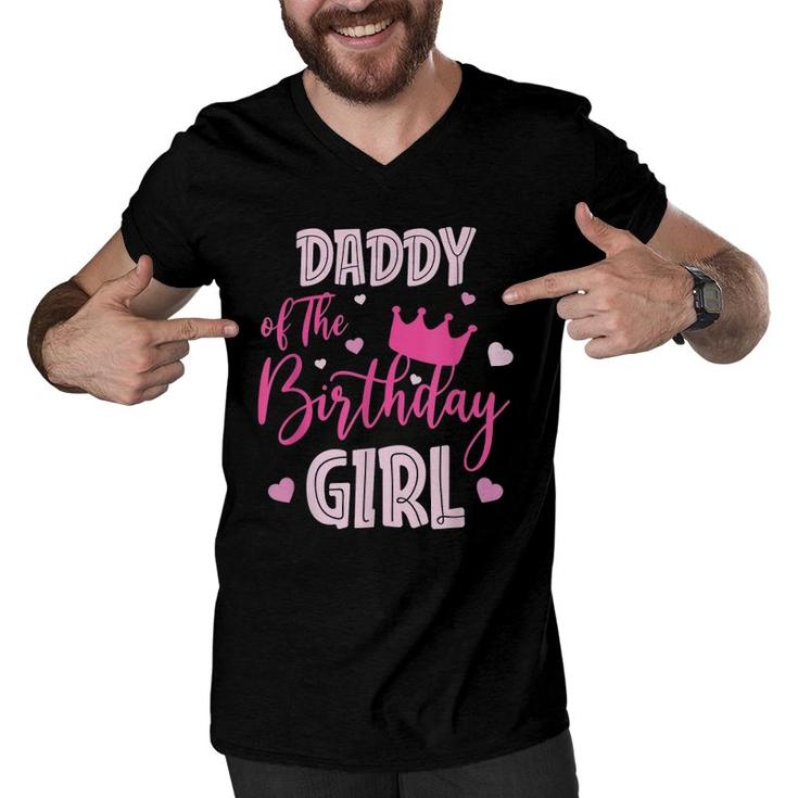 Daddy Of The Birthday Girl Cute Pink Matching Family Men V-Neck Tshirt