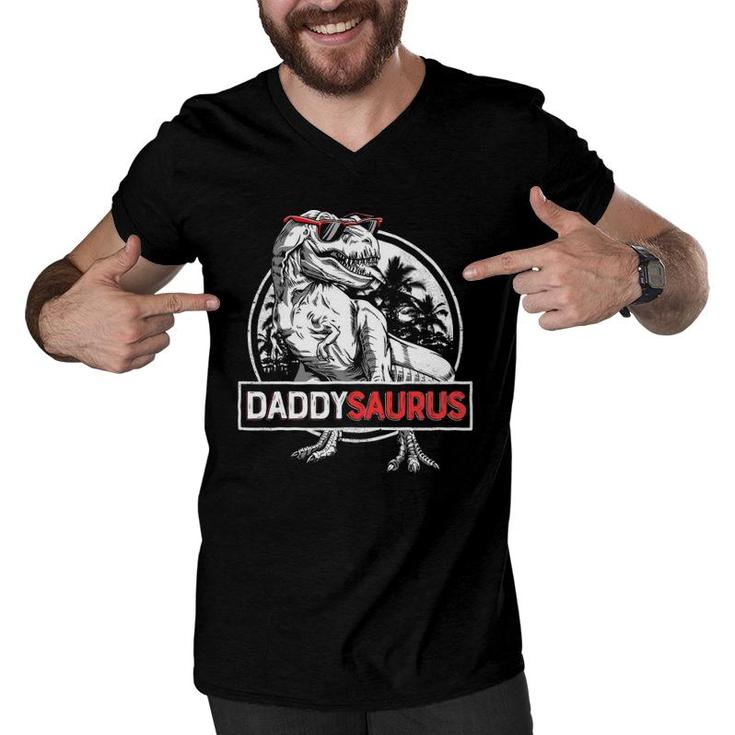 Daddy Saurusrex Dinosaur Men Father's Day Family Matching Men V-Neck Tshirt