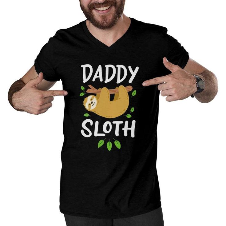 Daddy Sloth Dad Father Father's Day Lazy Dad Men V-Neck Tshirt