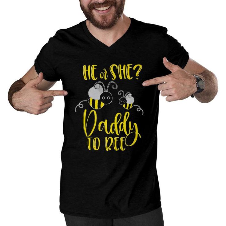 Daddy What Will It Bee Gender Reveal He Or She Matching Gift  Men V-Neck Tshirt