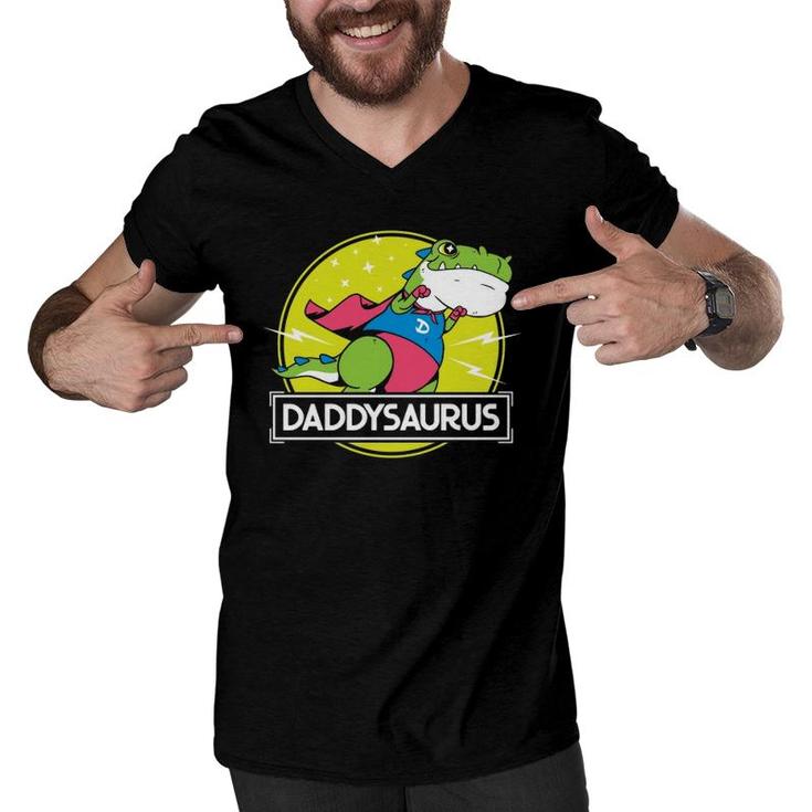 Daddysaurus Funny Dad Designs From Son Daughter Fathers Day  Men V-Neck Tshirt