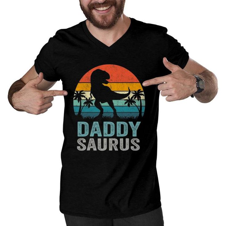 Daddysaurus Funny Father's Day Rex Daddy Saurus Men Men V-Neck Tshirt