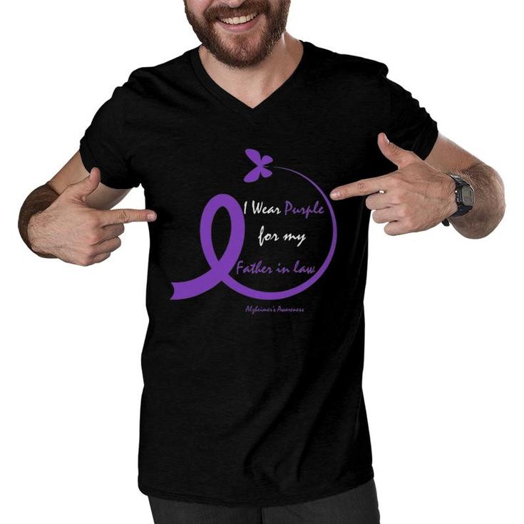 Dementia Gifts Dad Purple Father In Law Alzheimer's Awareness Men V-Neck Tshirt