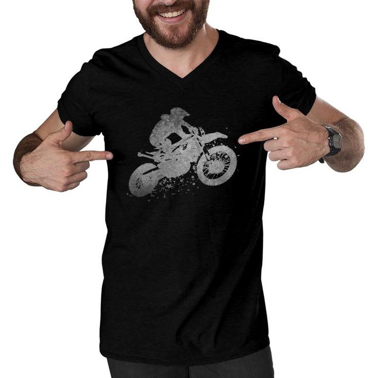 Dirt Bike Rider Vintage Retro Love Racing Men Boys Kids Dad Men V-Neck Tshirt