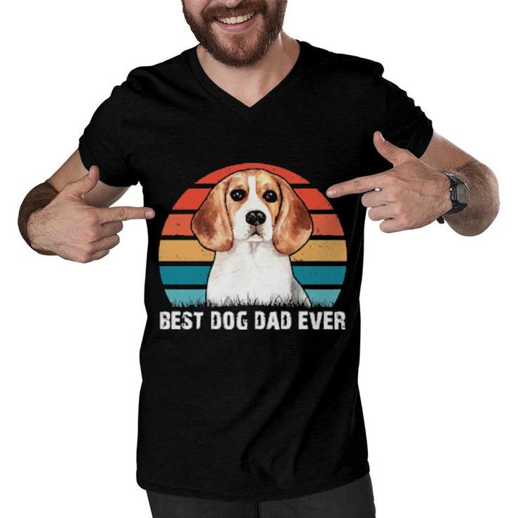 Dog Beagle Best Dog Dad Everfunny Fathers Day Retro Vintage S 64 Paws Men V-Neck Tshirt
