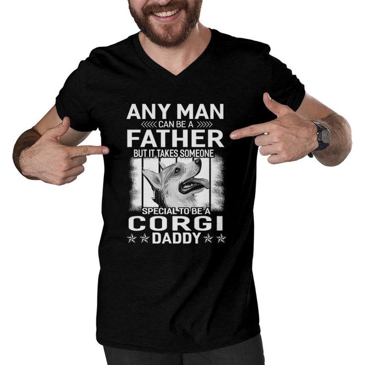 Dogs Corgi Dog Daddy Dad Gift For Men Men V-Neck Tshirt