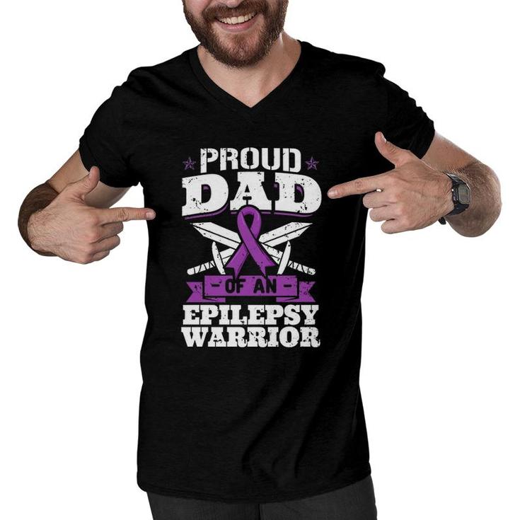 Epilepsy Warrior Dad Proud Epilepsy Awareness Month Men V-Neck Tshirt