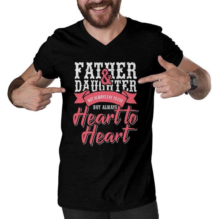 Father And Daughter Heart To Heart Men V-Neck Tshirt