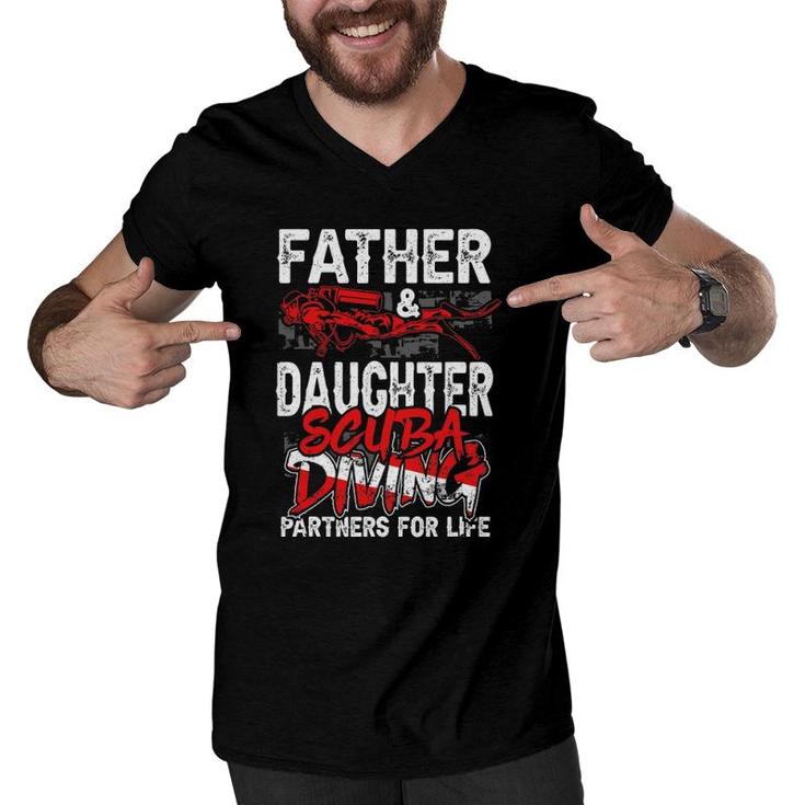 Father And Daughter Scuba Diving Partners For Life Funny Dad Men V-Neck Tshirt