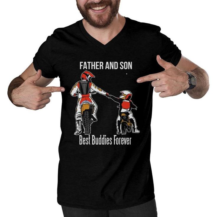 Father & Son Motocross Dirt Bike Motorcycle Gift Men V-Neck Tshirt