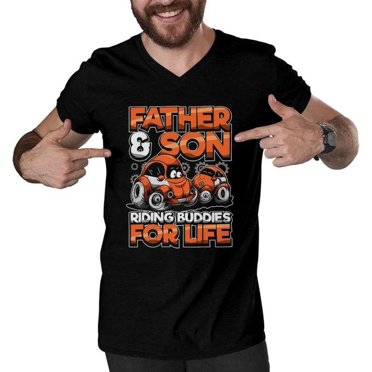 Father And Son Riding Buddies For Life Racing Car Matching Men V-Neck Tshirt