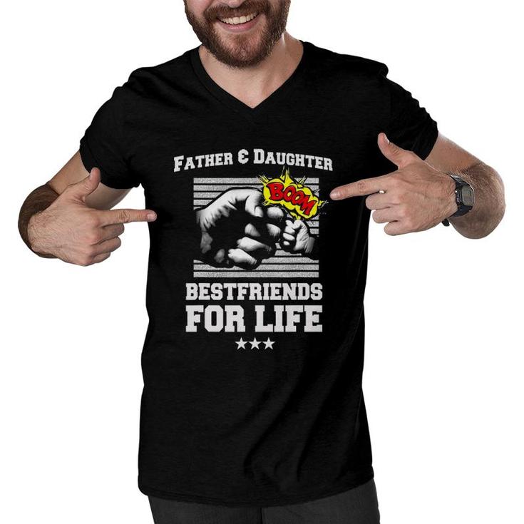 Father Daughter Friends Fist Bumpdad Father's Day Men V-Neck Tshirt