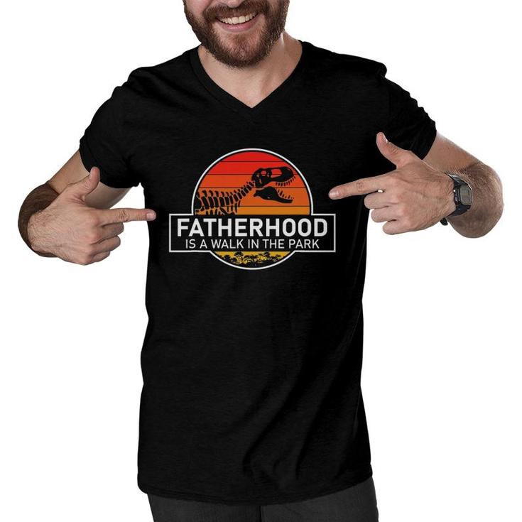 Fatherhood Is A Walk In The Park Funny Men V-Neck Tshirt