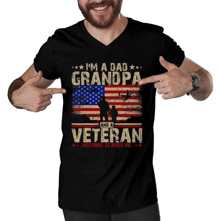 Father's Day 4Th Of July I'm A Dad Grandpa And A Veteran Men V-Neck Tshirt