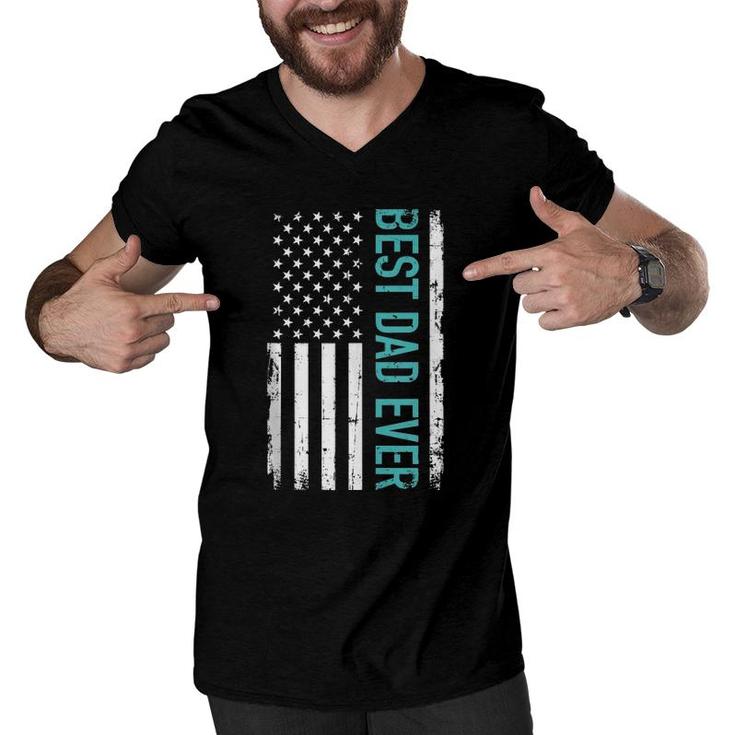 Father's Day Best Dad Ever With Us American Flag Tank Top Men V-Neck Tshirt